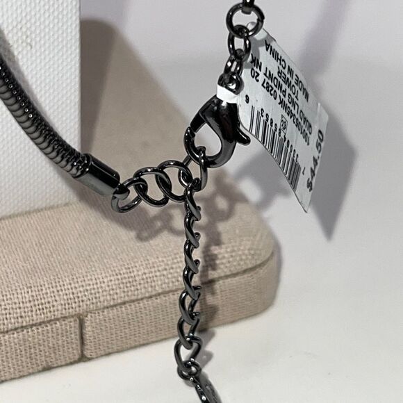 Alfani Hematite-Tone Crystal Imitation Gray Pearl Pendant Necklace New - Picture 5 of 5